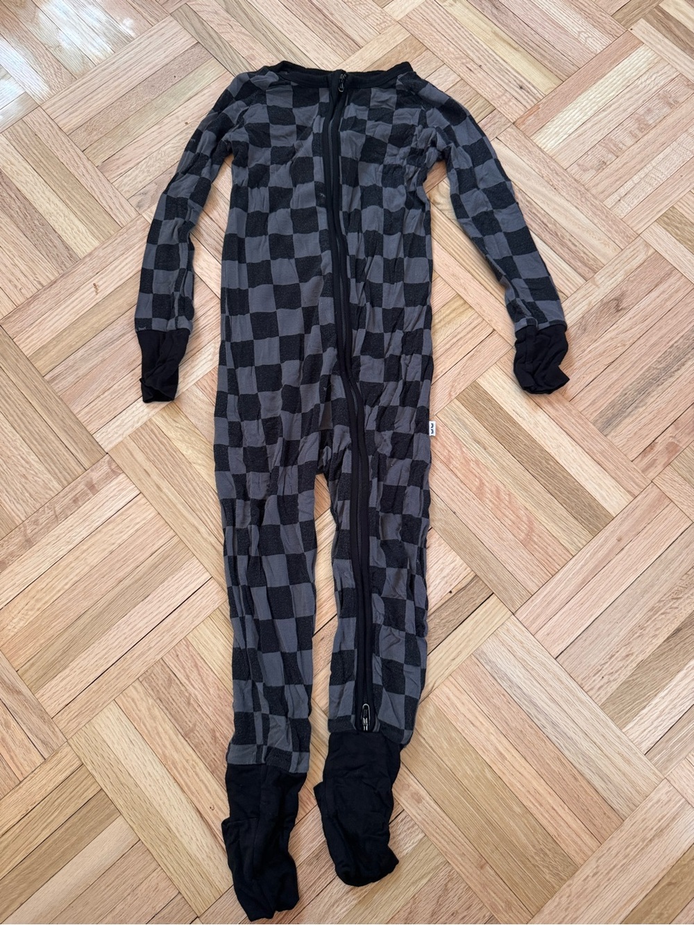 Little Sleepies Black & Gray Check One-Piece Pajamas